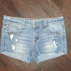 LEI Y2k Ashley Low Rise Blue Distressed Jean Shorts